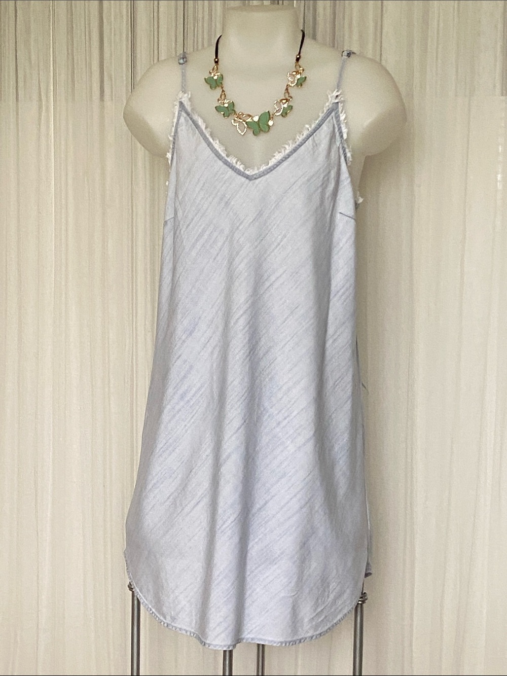 Cloth and Stone by Anthropologie Tunic Top/Mini Dress 100% Tencel Frayed Size L